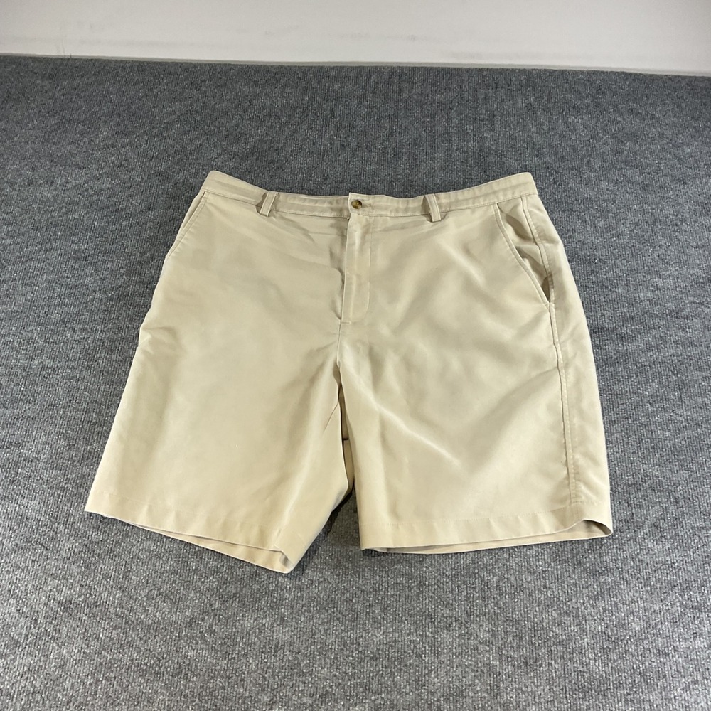 FootJoy Mens Golf Shorts 40 Khaki Beige Performance Flat Front Casual FJ Logo